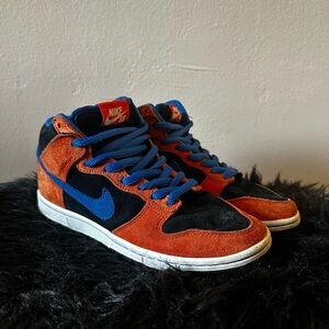 Nike High-Top Sneakers in Black and Orange with Blue Accents